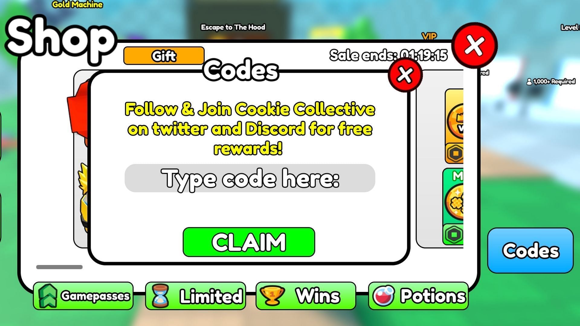 Redeem codes in Viral Simulator (Image via Roblox)
